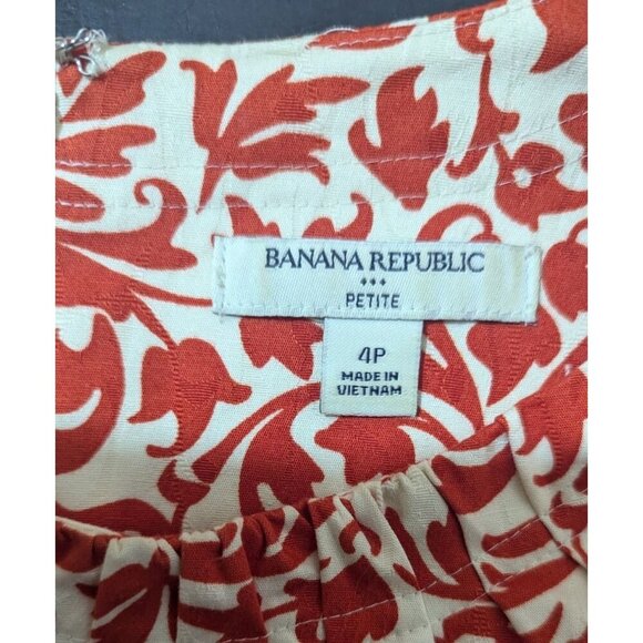 Banana Republic Petite Dress Size 4P orange White Floral Sleeveless - Picture 8 of 9